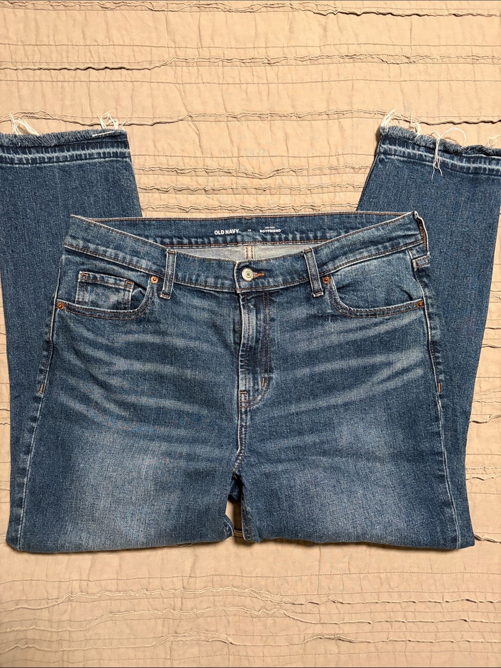 Old Navy Women's Mid-Rise Boyfriend Jeans with Frayed Hem